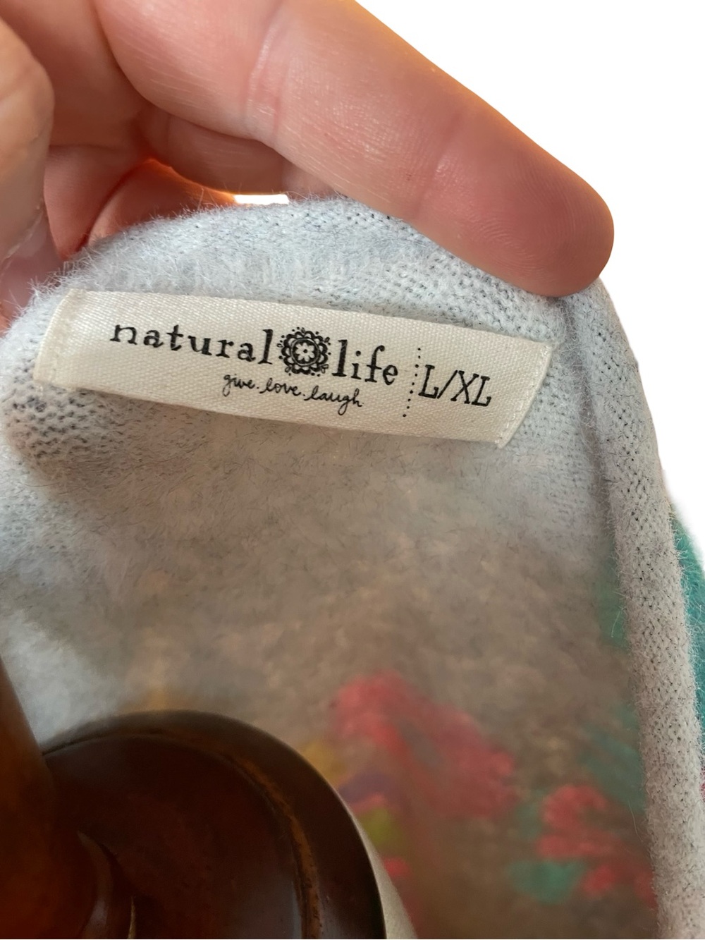NATURAL LIFE FUZZY FLORAL MOCK NECK SWEATER L/XL - Picture 10 of 13